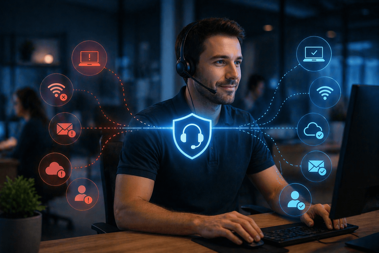 Twilight I.T. technician providing hands-on IT support for a small business