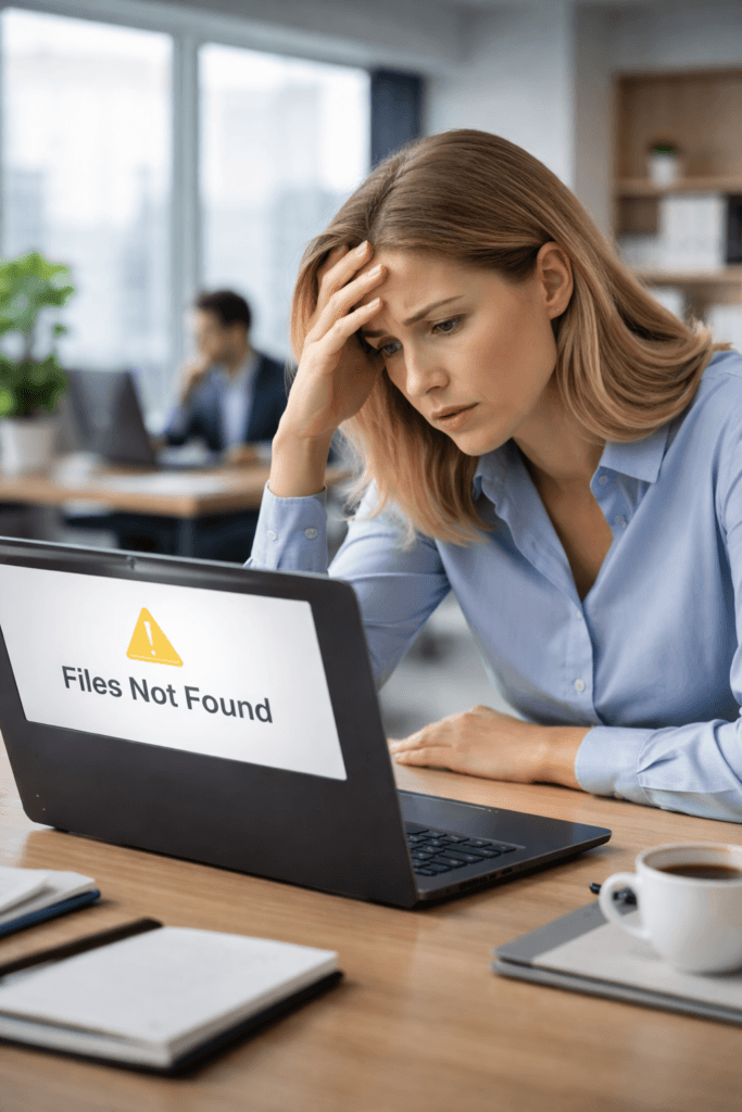 Business user discovering lost Microsoft 365 email and files without backup
