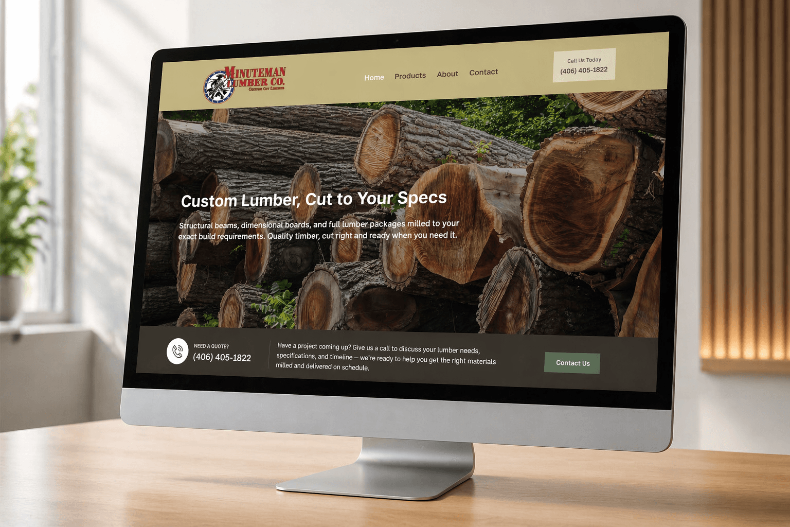 Minuteman Lumber website homepage screenshot
